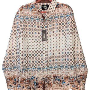Mens XL CAVIAR DREMES Funky Hippy 70's Style Paisley Button up Dress Club Shirt